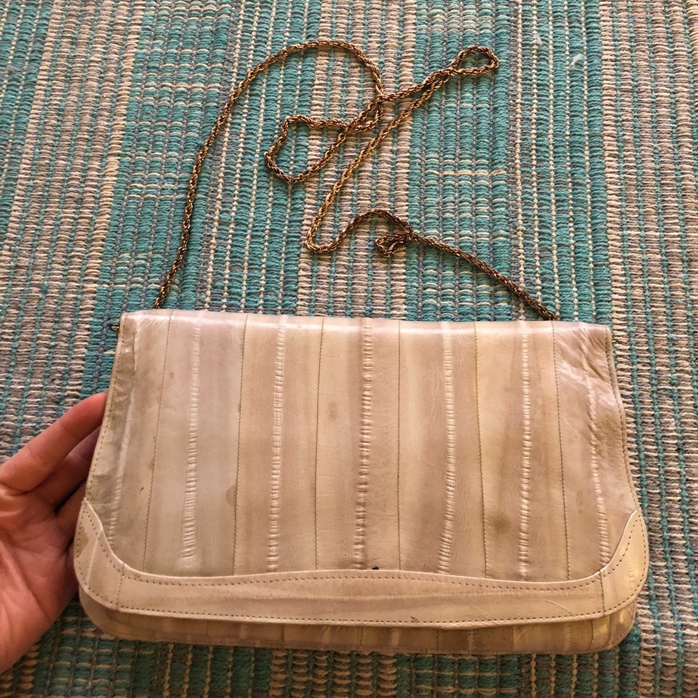 Mother of pearl eel skin crossbody